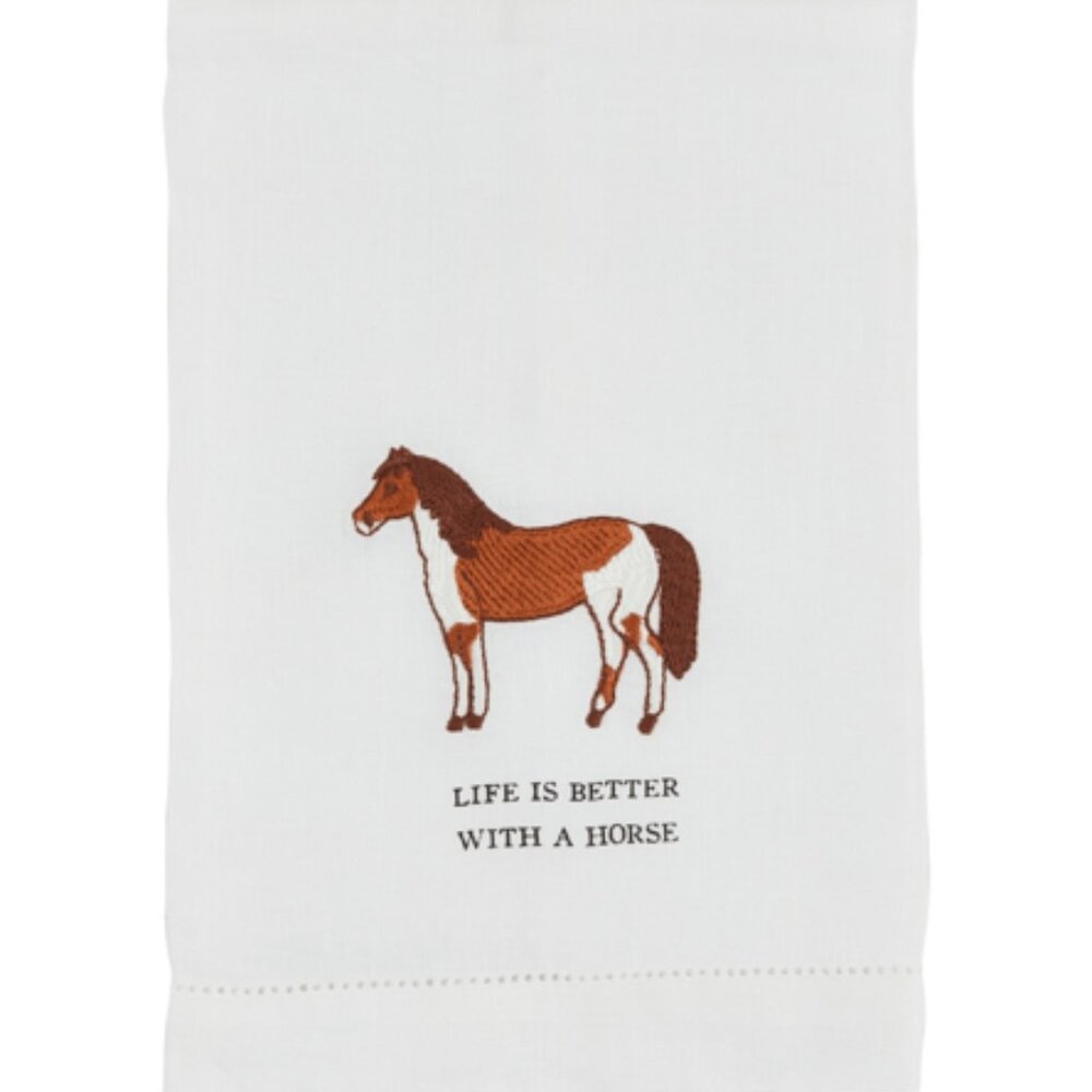 Mud Pie Western Horse Embroidered Bathroom Towel 21" x 14"  NEW